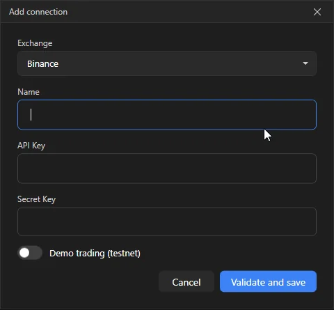 "Add connection" dialog