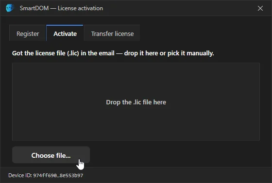 activation window